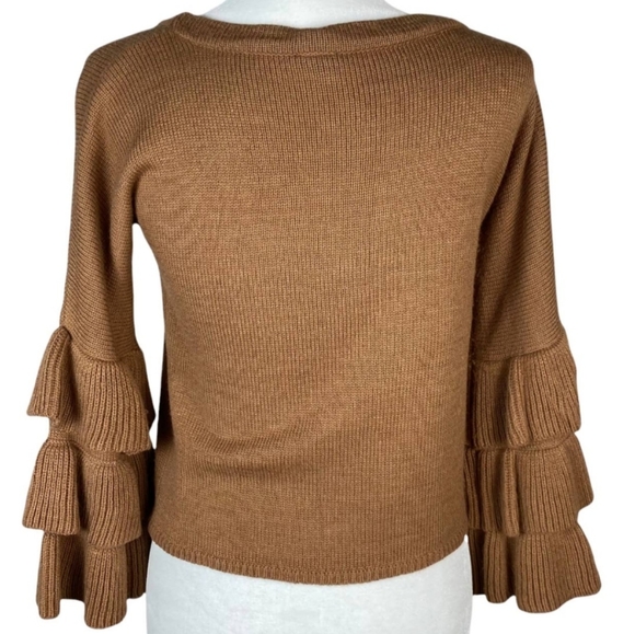MOON & MADISON Brown Crop Style Sweater with Layered Ruffle Sleeves Size S - Picture 7 of 7